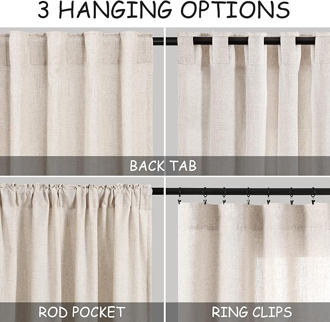 Beige Linen Curtains 84 Inches Long - Image 3