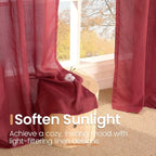 BGment Burgundy Linen Curtains 63 Inches Long - Image 5