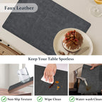 FROMHEART Faux Leather Placemats Set of 6–Waterproof,Heat/Oil Stain-Resistant PU Table Mat–Reversible,Non-Slip,Easy to Clean Place Mats for Kitchen,Dining,Indoor/Outdoor,(Dark Grey,11.8" x 17")