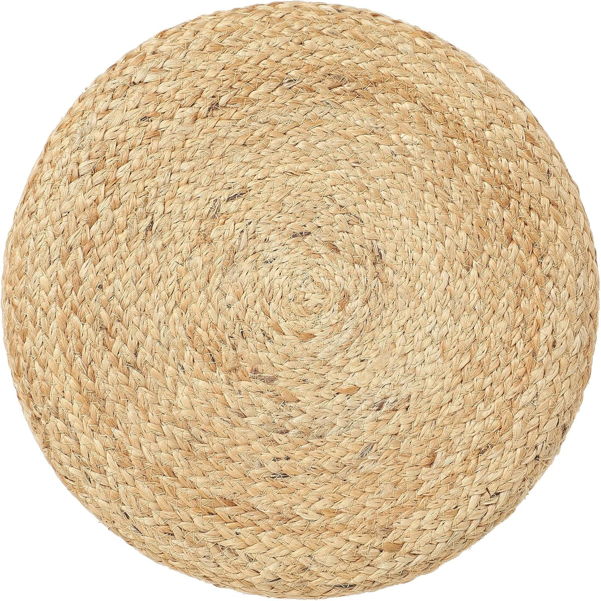REDEARTH · Cylindrical Pouf Foot Stool Ottoman - Jute Braided Pouffe Poof Accent Sitting Footrest for Living Room, Bedroom, Nursery, Patio, Lounge Set of 2 (Natural Teal, 14.5"x14.5"x16")