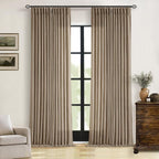 98 Inch Tan Brown Pinch Pleat Memory Trained Light Filter Linen Curtains | Semi by Twodrapes