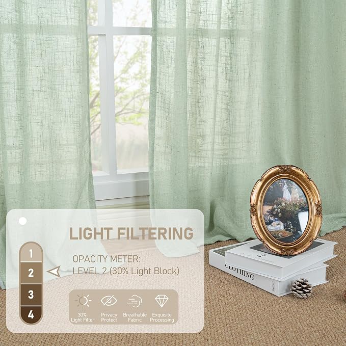 Linen Curtains for Living Room 84 inch Length 2 Panels, 52 x 84 Inch | Light - Image 4