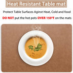 Set of 6 Faux Leather Placemats, PU Table Mats, Waterproof, Stain Resistant, Heat Resistant, Non-Slip Easy to Clean for Kitchen Dining Table,Conference Table F Flaxen