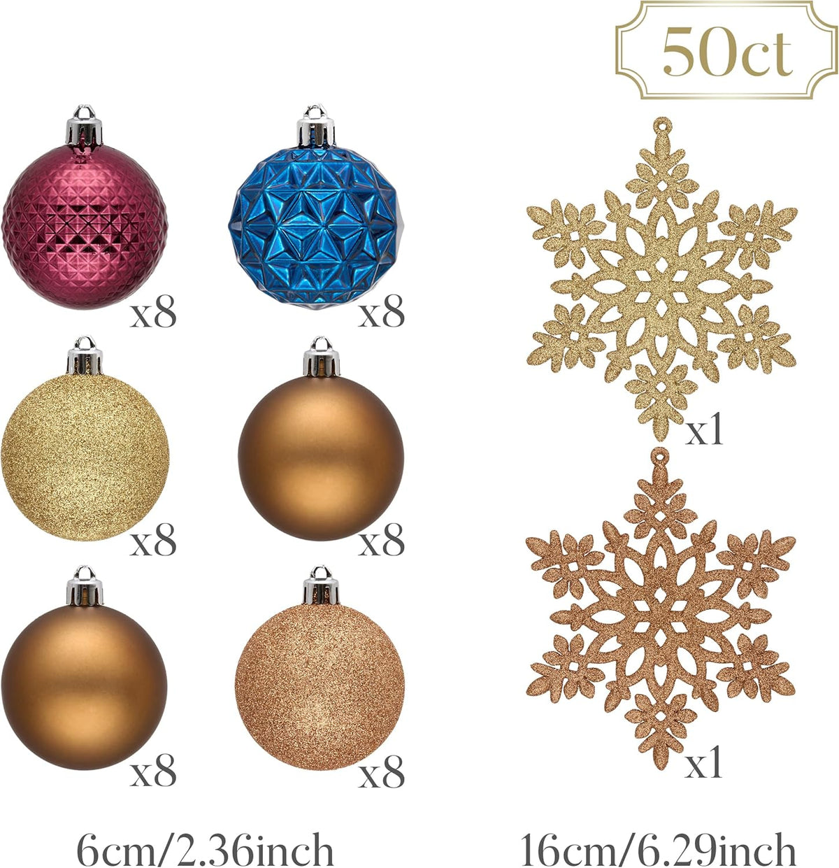 Valery Madelyn Christmas Tree Decorations Ornament Set for Fall Halloween, 50ct 2.36 Inches Bronze Copper Purple Shatterproof Christmas Ball Ornament Hanging Xmas Holiday Party Decor