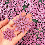 36pcs Christmas Light Pink Snowflake Ornaments Plastic Glitter Snow Flakes Ornaments for Winter Christmas Tree Decorations Size Varies Craft Snowflakes