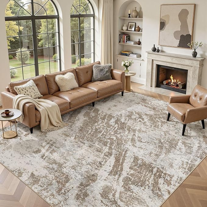 DMOYEST 10x12 Washable Area Rug: Abstract Modern Non-Slip Carpet, Soft Low Pile by DMOYEST