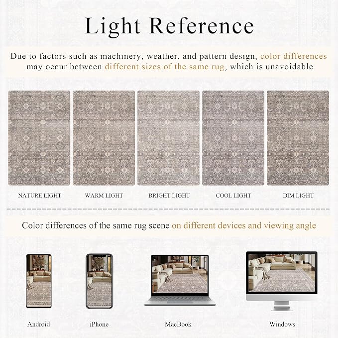 Schweek 9x12 Washable Area Rug Neutral Large Rugs - Image 6
