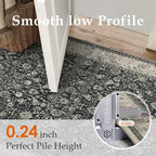 2x6 Black Beige Vintage Floral Washable Runner Rug - Image 8