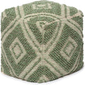 REDEARTH · Tufted Pouf Ottoman with Filler Textured Storage Cube Bean Bag Pouffe Footrest for Living Room, Bedroom, Nursery, Kidsroom; 100% Cotton (17.5"X17.5"X17.5", Solitaire Lozenge Kiwi)