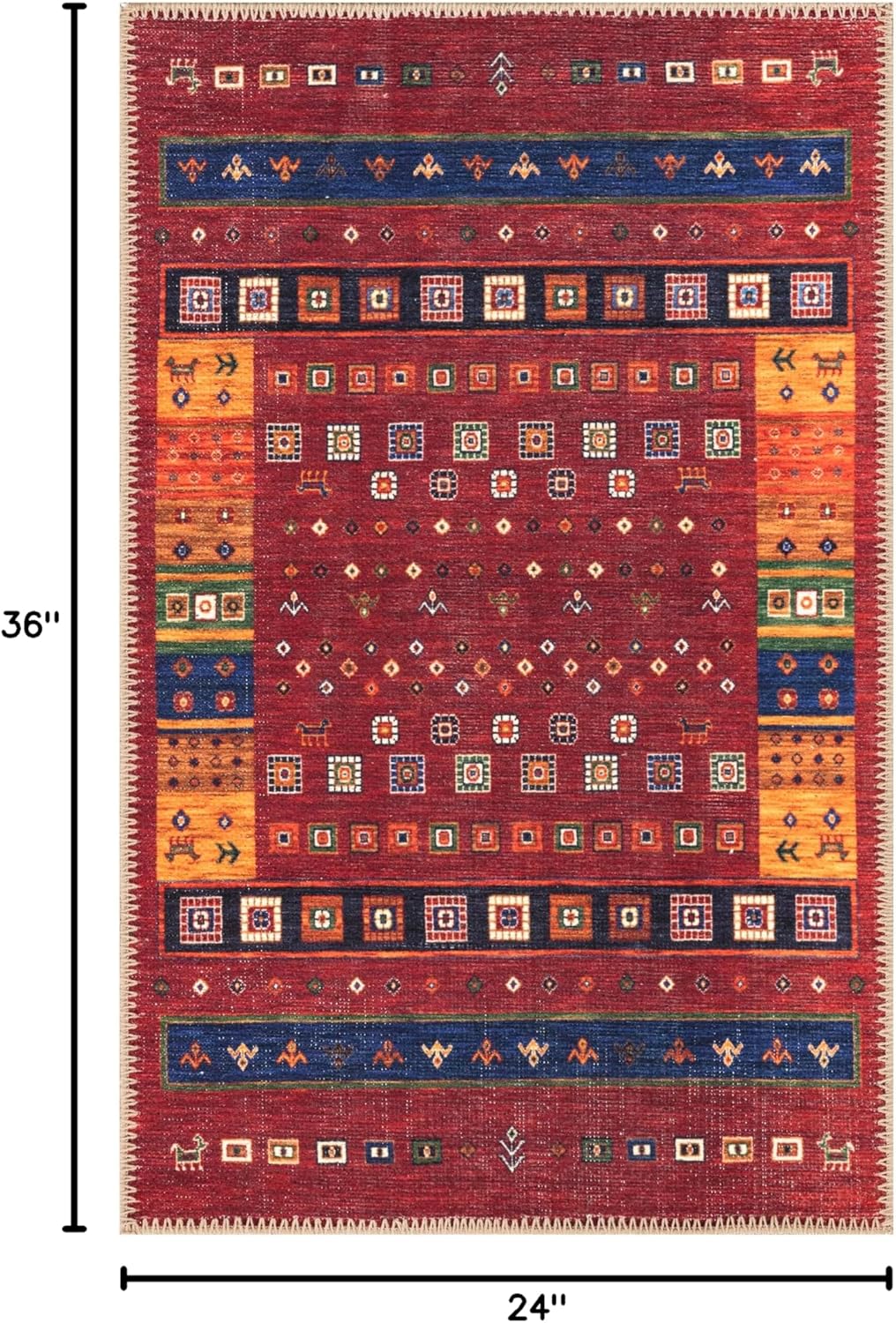 Keen Home Design 2x3 Rug - Machine Washable Entry Rug with Non-Slip Backing, Ideal for Enteryway, Kitchen, Bathroom, Laundry Room - Vintage, Easy Clean, Durable, Low Pile Rug - (2' x 3')