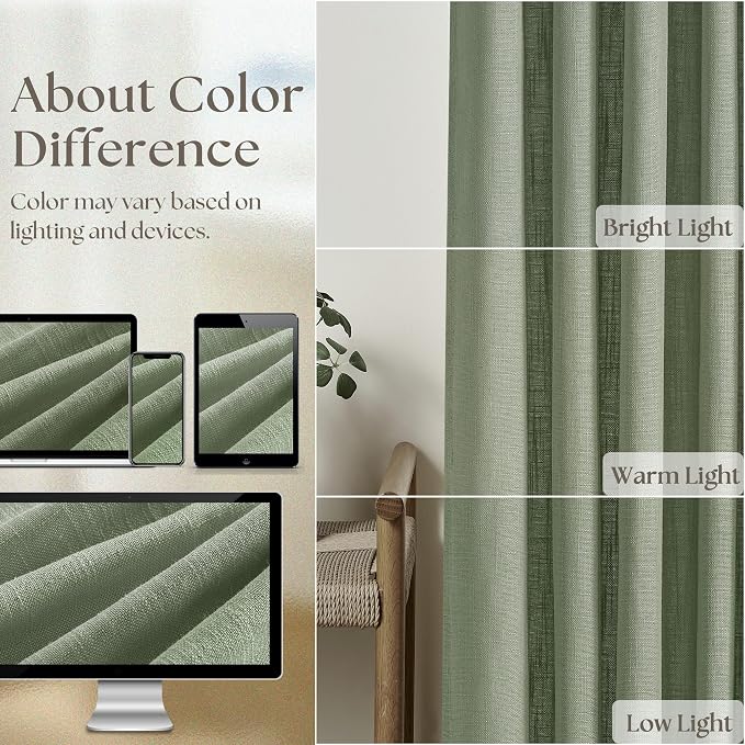 Sage Green 120 Inch Curtains High Ceiling Tall Curtains 2 Panels Set | Pinch - Image 4