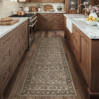 2'6''x10' Brown Vintage Floral Washable Runner Rug - Image 3
