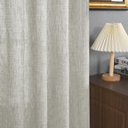 YoungsTex Light Grey Linen Semi Sheer Curtains 42X63 Inch Length 2 Panels | - Image 9