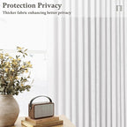 Semi Sheer Pinch Pleated Boho Linen Window Curtains 63 Inch Long 2 Panels | - Image 3