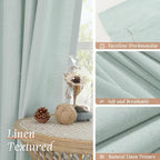 Linen Sheer Curtains 84 inch for Living Room, Light Blue, 2 Panels | Light - Image 7