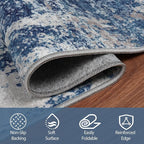 6x9 Area Rugs for Living Room Washable Bedroom Dining Room Blue Grey White | - Image 4