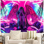 Blacklight Tapestry,WingTapestry Glow In The Dark,UV Reactive Black Light Upright Posters Wall Hanging for Bedroom Dorm Living Room Backdrop Decor (wing5, 90L" x 70W")
