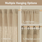 Semi Sheer Short Window Linen Curtains 24 Inch Long 34 x 24 Inch | Light - Image 3