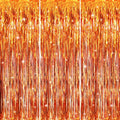 GOER 3.2 ft x 9.8 ft Metallic Tinsel Foil Fringe Curtains Party Photo Backdrop Party Streamers for Birthday,Graduation,New Year Eve Decorations Wedding Decor (3 Packs,Orange)