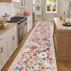 DUKINO 2.6x14 Washable Runner Rug, Floral Non Slip Long Runner Rug, Low Pile - Image 6