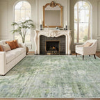 Soalmost Abstract Rug 8x10 Large Living Room Area Rugs Washable Green/Ivory | - Image 2