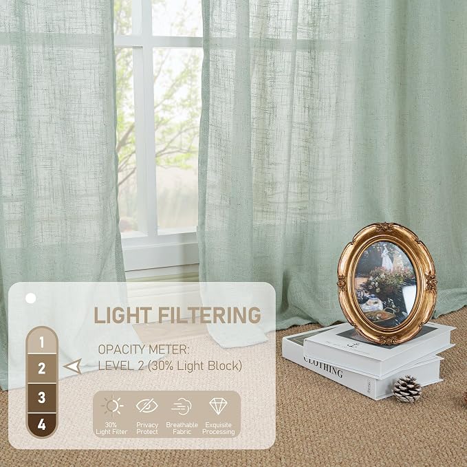 Living Room Linen Curtains 95 Inch - Image 4