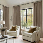 Latte 105 Inch Linen 100% Light Blocking Curtains Drapes 2 Panels Set | Pinch - Image 6