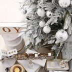 Sea Team 60mm/2.36" Delicate Contrast Color Theme Painting & Glittering Christmas Tree Pendants Decorative Hanging Christmas Baubles Balls Ornaments Set - 30 Pieces (Silver & White)