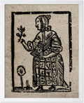 Poster Master Vintage Woodcut Poster - Retro Medieval Print - Gift for Gothic, Horror Fan - Witch Holding a Plant, Magic, Spell, Herbalist - Wall Decor for Bedroom, Dorm, 11x14 White Framed