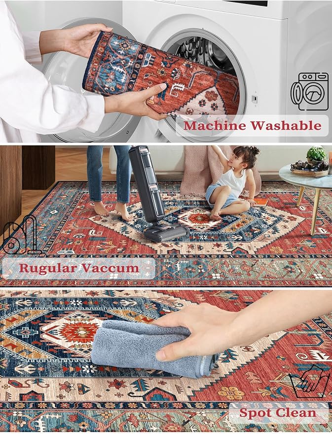 SERISSA 3x14 Washable Non Slip Boho Runner Rug - Image 3