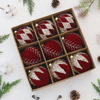 4inch Velvet Ornaments for Christmas Tree, 9PCS Glitter Flocked Christmas Ornaments Decorations Balls Set Decor Red