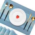 CADONO Placemats Set of 4 Washable Indoor/Outdoor Vinyl Place Mats for Dining Table Durable Non-Slip Heat Resistant PVC Weave Table Mats（Ocean Geode）