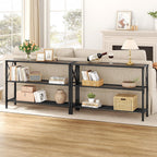 Hoctieon Industrial Console Table, 3 Tier Entryway Table, Hallway Table, Narrow Sofa Table with Shelves, Entrance Table for Entryway, Living Room, Foyer, Hallway, Office, Grey