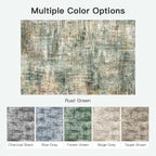 9x12 Area Rug for Living Room, Abstract Washable Large Rugs, Coffee/Green | - Image 7