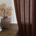 Rustic Brown Linen Curtains Semi Sheer 96 Inches Long 2 Panels Set - Image 4