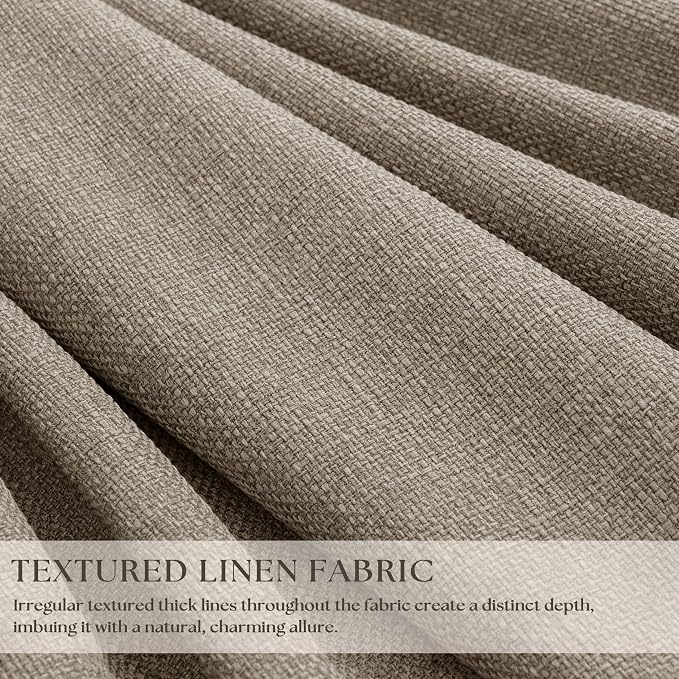Deep Flax Linen Pinch Pleated 100% Blackout 92 Inch Curtains 2 Panels | Greige - Image 4