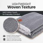 Gold Case Throw Blanket for Bed – 100% Recycled Turkish Cotton Bed Blanket – Decorative Throw Cotton Blankets for Living Room & Bedroom – Elegant Black Woven Queen Blankets – 90x90