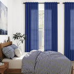 Classic Blue Linen Curtains 108 Inches Long - Image 7
