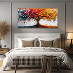 Tree of Life Poster for Office - Colorful Tree Wall Decor for Living Room - Wooden Framed Wall Art for Bedroom Size 29" x 59"