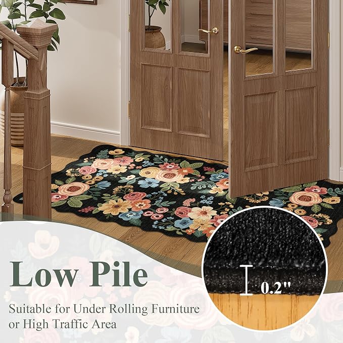 DUKINO 2.6x14 Runner Rug, Floral Washable Rug - Image 8