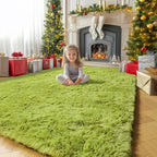 Amdrebio Grass Green Furry Area Rug 5x8 - Image 5