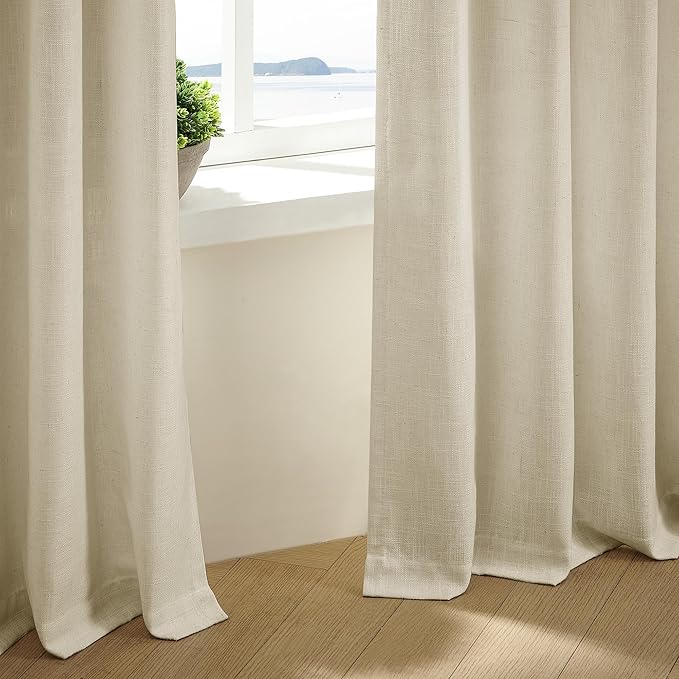 60 Inch Width 92 Inches Long Linen Pinch Pleated Curtains 1 Panel | Light - Image 9