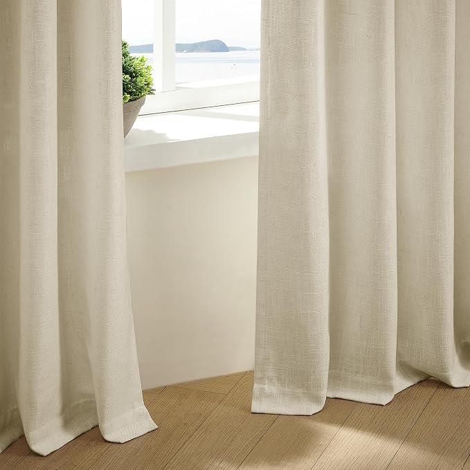 60 Inch Width 96 Inches Long Linen Pinch Pleated Curtains 1 Panel | Light - Image 5