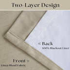Burlywood Birch 100% Blackout Pinch Pleated Linen Curtains 112 Inches Long | - Image 4