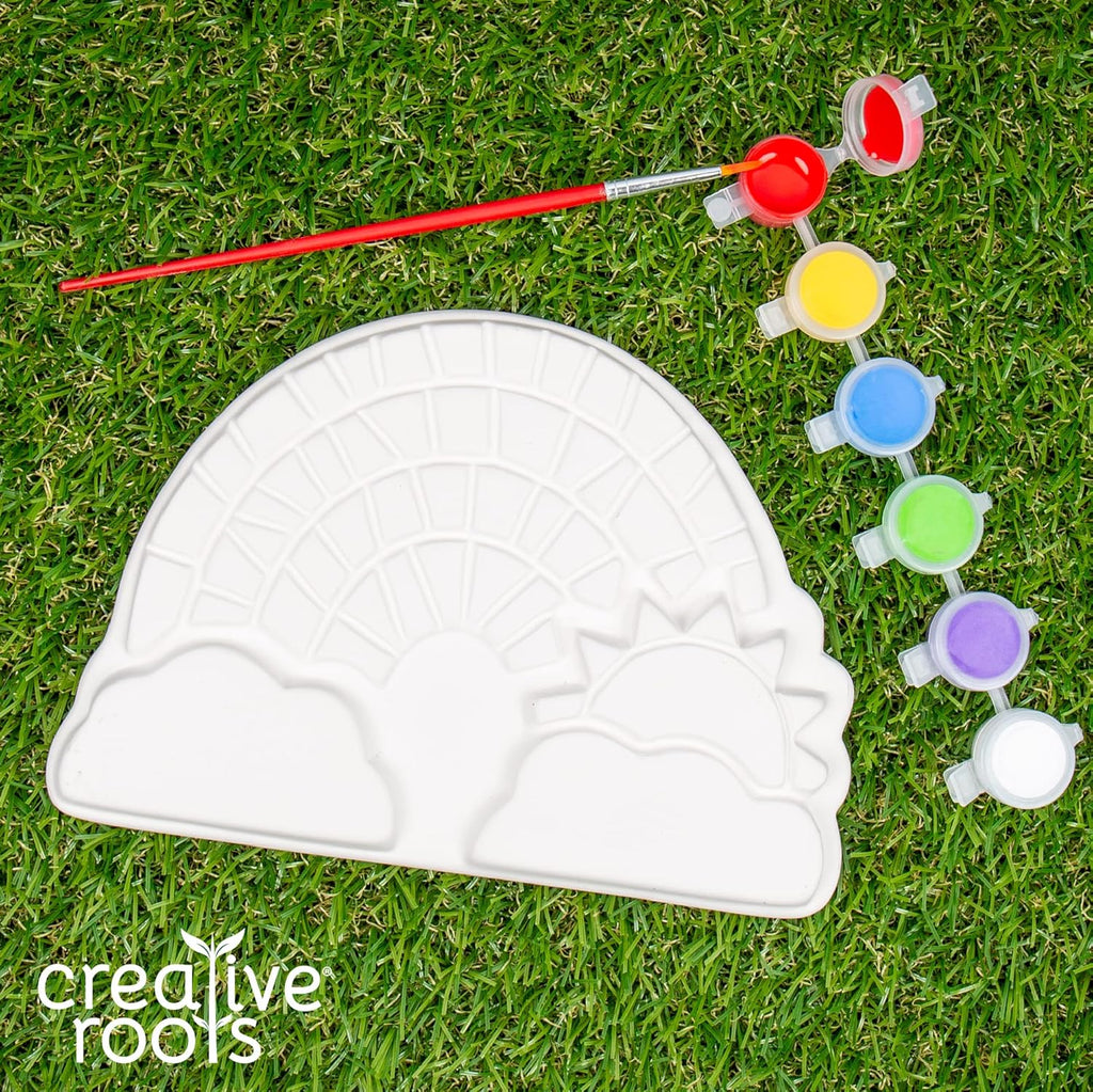 Creative Roots Paint Your Own Rainbow Stepping Stone Craft Kits for Kids, Ceramics to Paint, Ages 6+