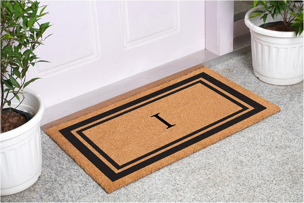 Calloway Mills 152962436I Black Border 24" x 36" Monogram Doormat, (Letter I)