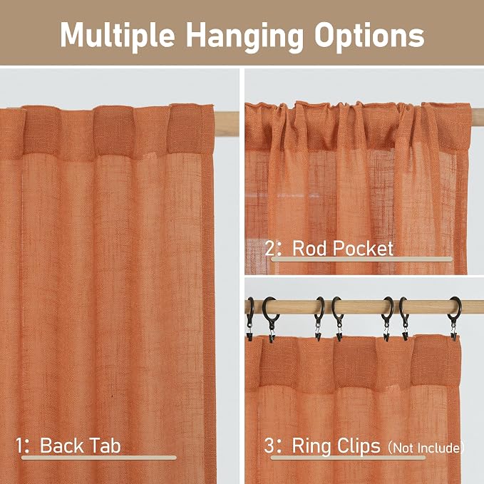 Semi Sheer Linen Curtains 45 Inches Long - Image 3