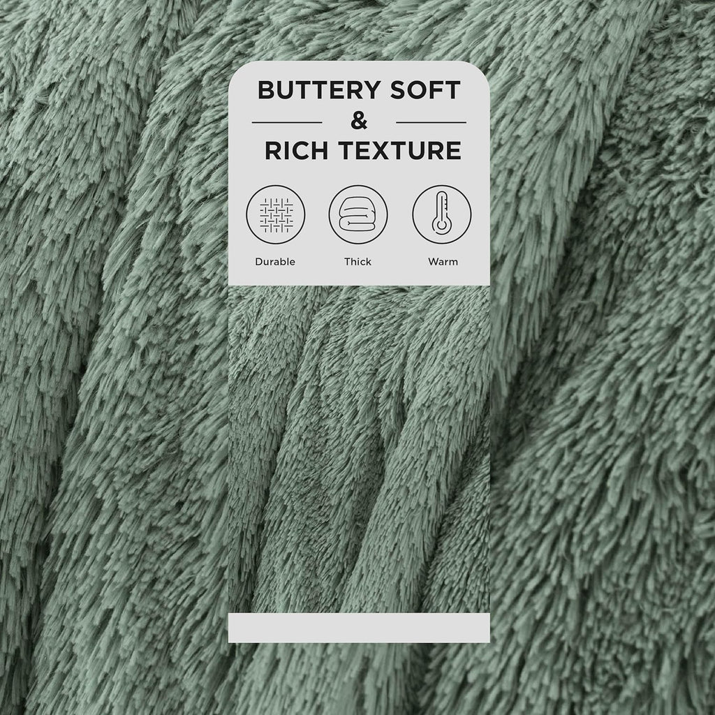 Bedsure GentleSoft Fluffy Sage Green King Size Blanket for Bed, Thick Soft Sherpa Faux Fur Fleece Bedding Fuzzy Plush Winter Warm Heavy Big Large King Blanket, Cozy Green Gifts for Men Women, 108x90