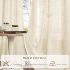 Short Window Linen Curtains 36 Inch Length 2 Panels, 34x36 Inch | Beige - Image 8