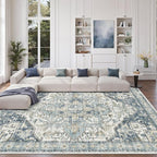 8x10 Area Rugs for Living Room, Large Washable Rug, Dining Room, Low Pile by Zesthome